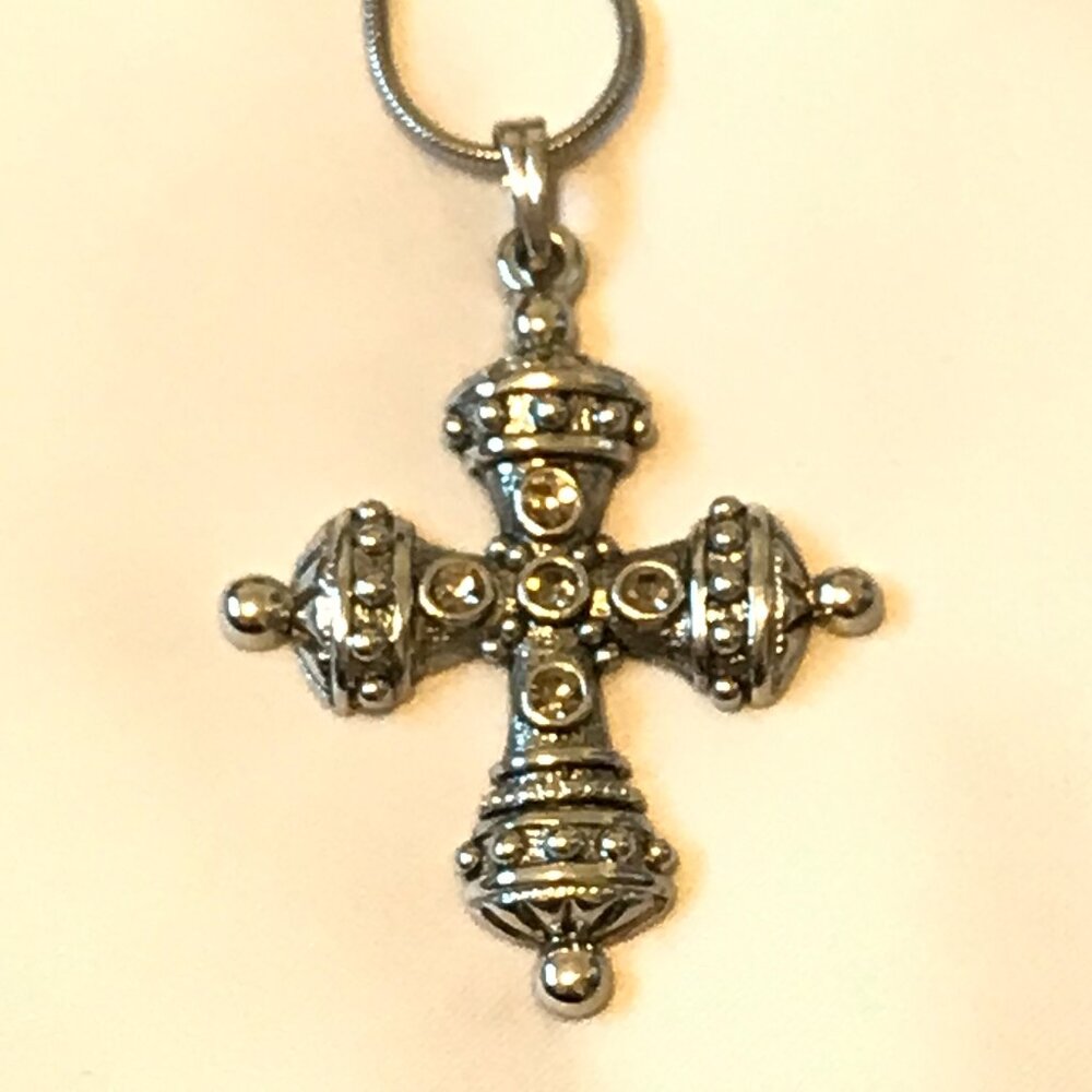 Vintage Premier Designs Etruscan Cross Pendant Necklace